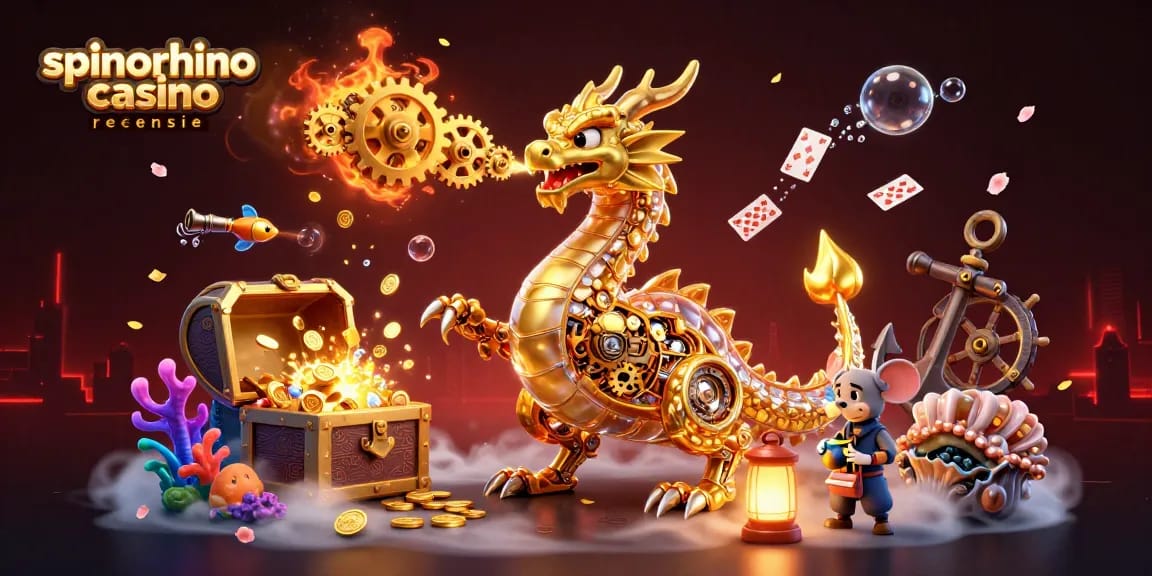 Ervaar de risico's van het spelen bij SpinoRhino casino met deze kleurrijke 3D illustratie.