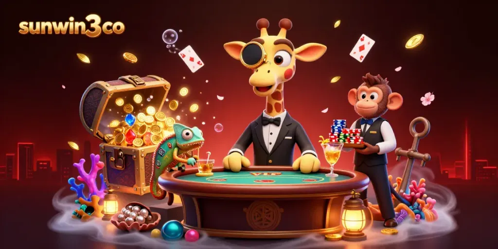 Join the excitement at sunwin3 co with vibrant casino games in a dynamic underwater scene.