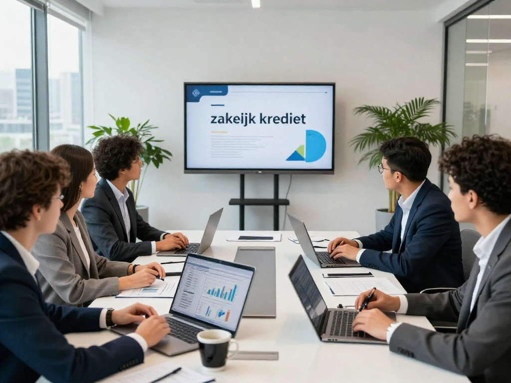 Vergelijk zakelijk krediet en zakelijke leningen in een moderne kantooromgeving.